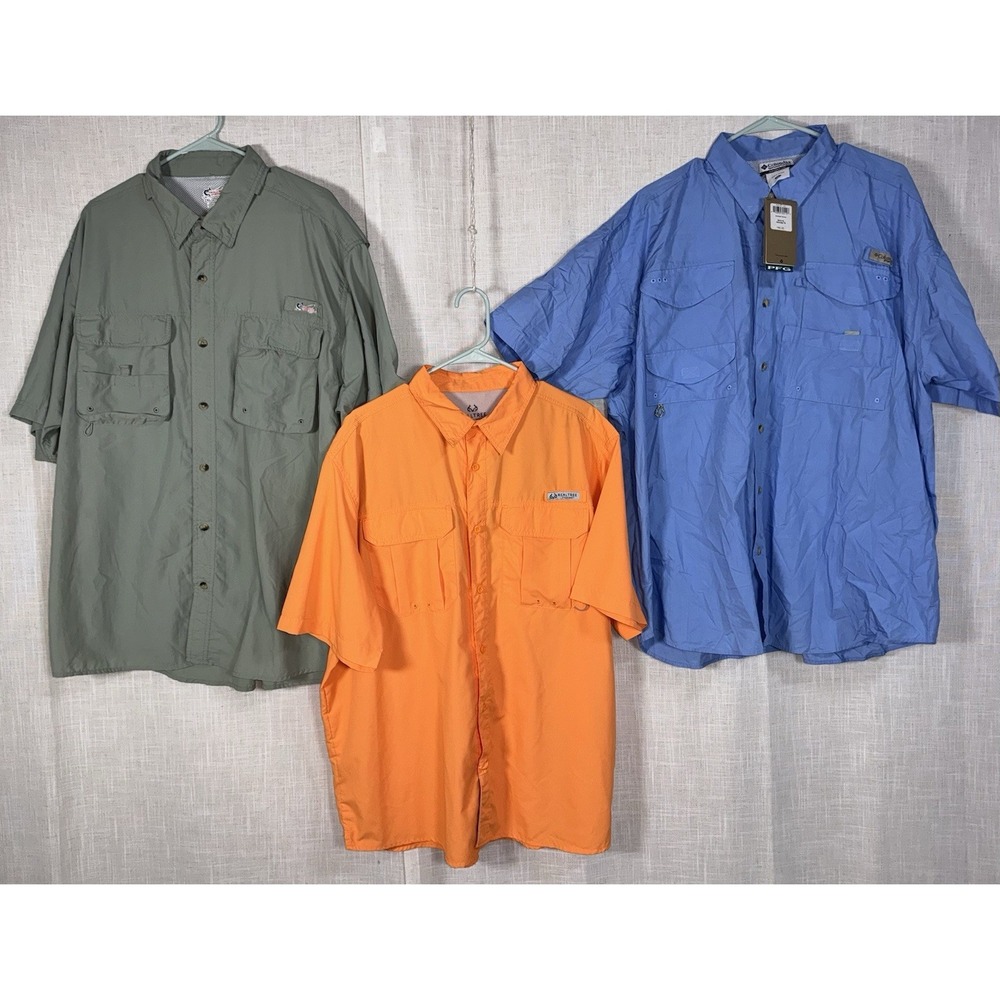 Columbia RealTree World Button Up Vented Fishing Shirts Lot of 3 Men's XL‎ XXL